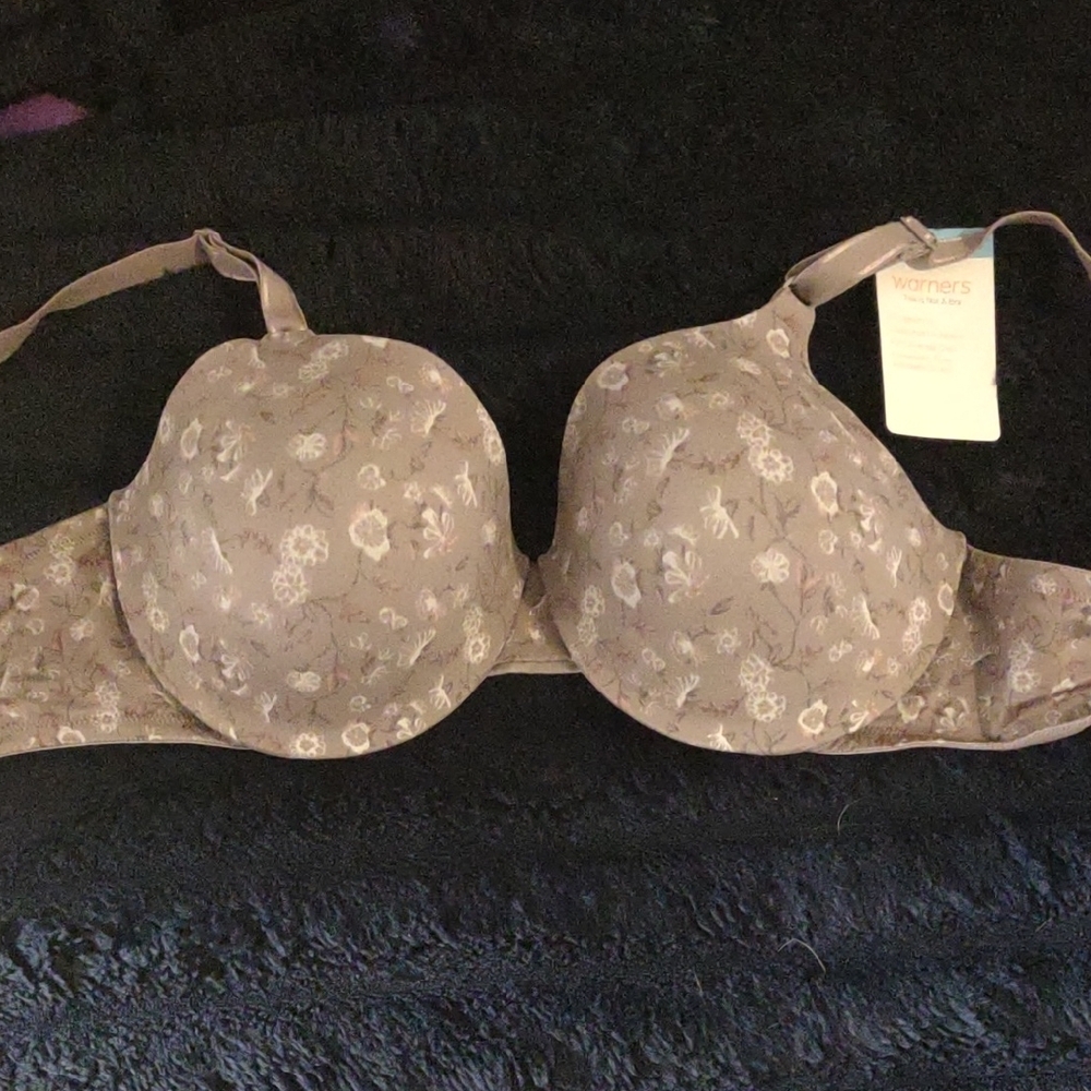 Warner's Floral Print Bra - Brown